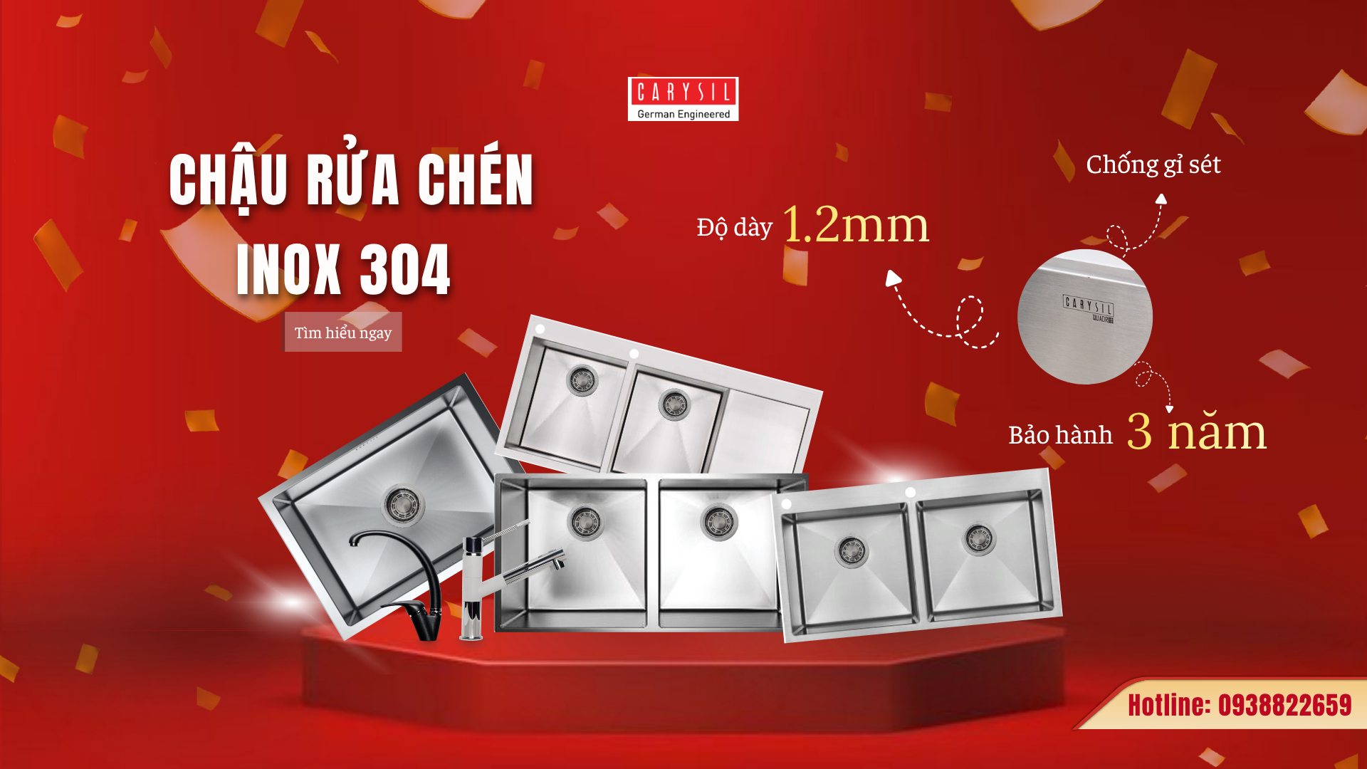 Chậu rửa chén inox 304 của Carysil