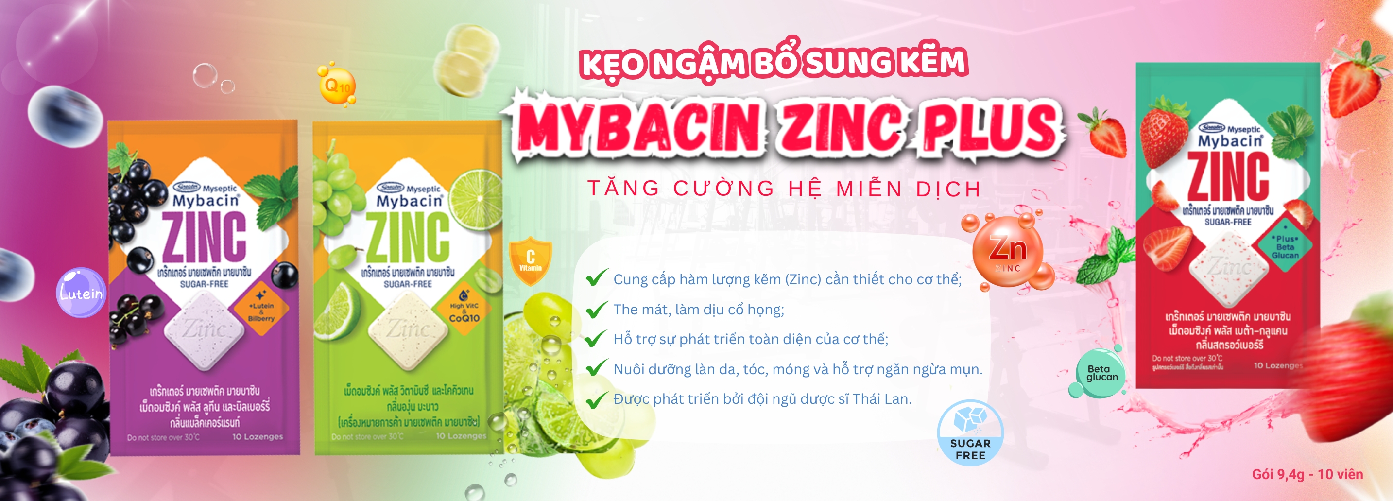 Kẹo ngậm bổ sung kẽm Mybacin ZInC Plus