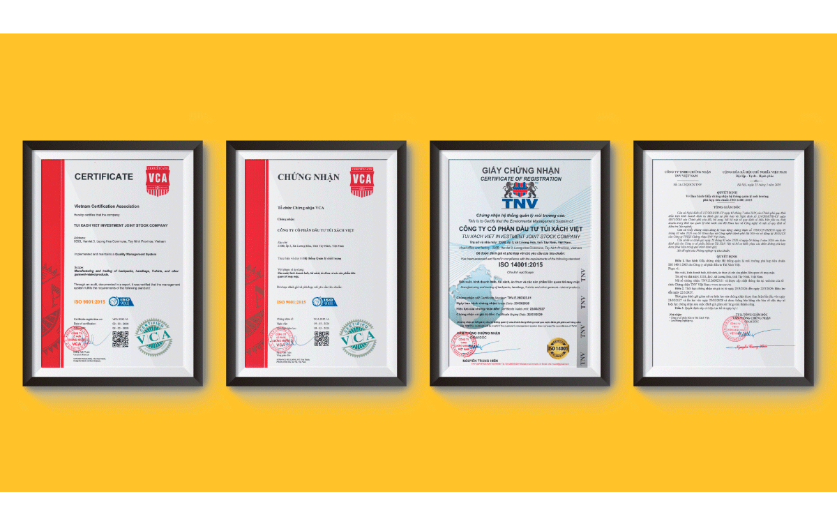 Túi Xách Việt đạt tiêu chuẩn ISO