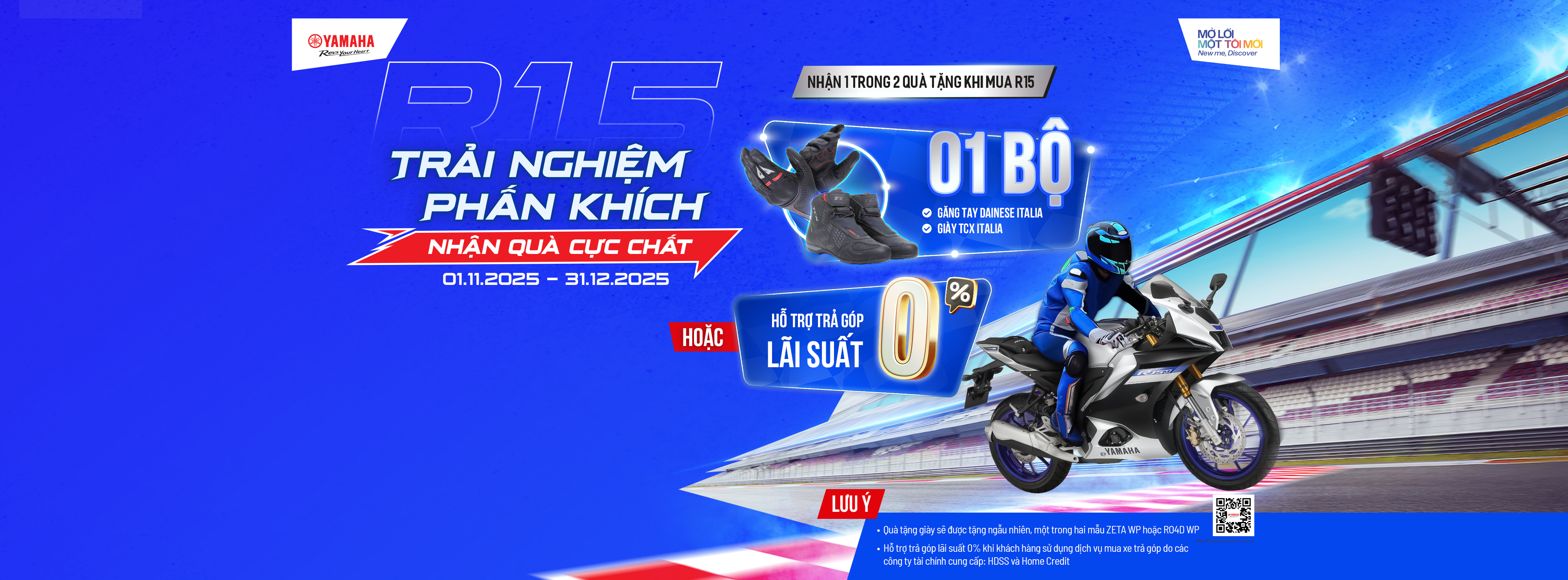 Tặng giày và găng tay khi mua Yamaha R15