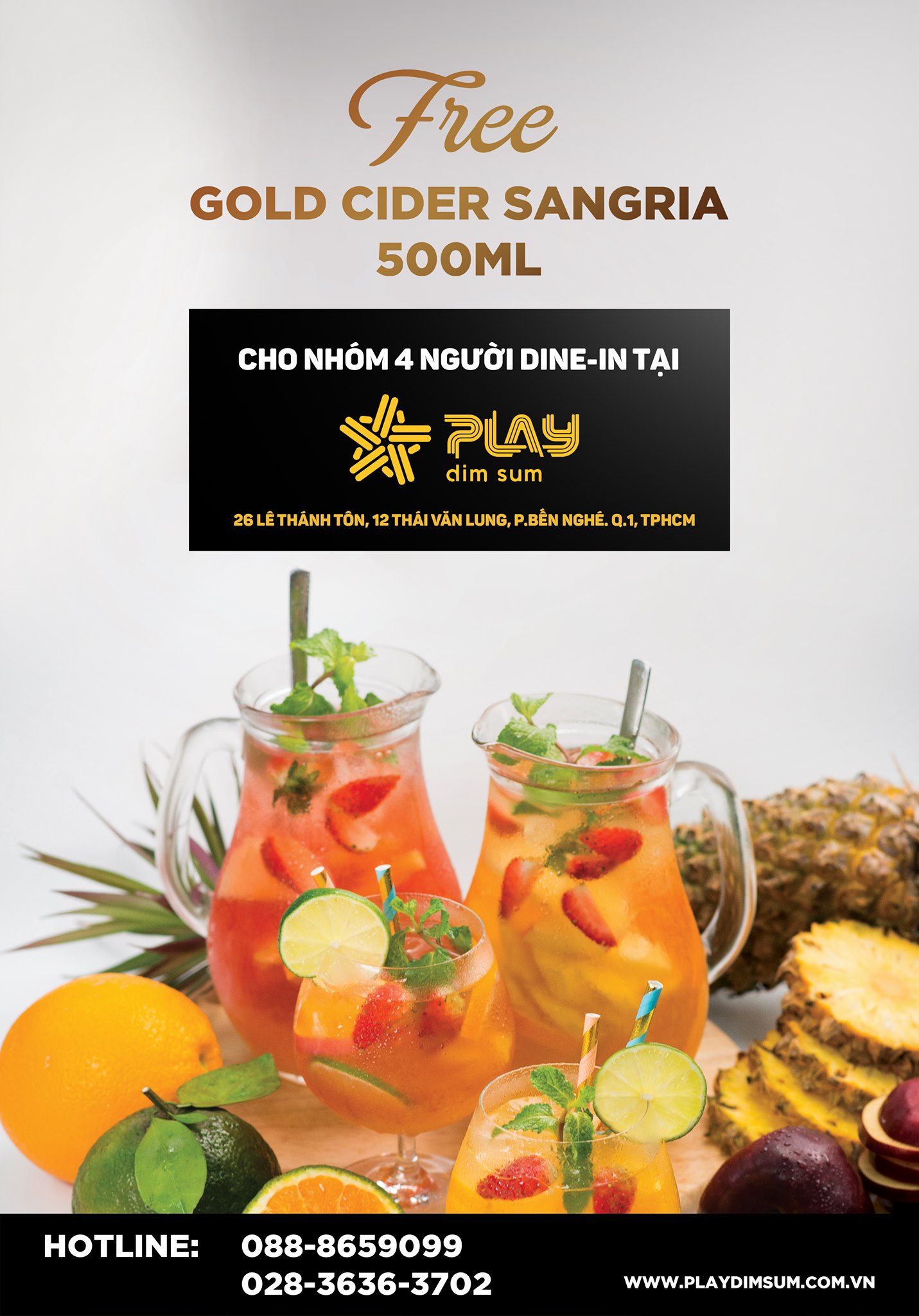 Free Gold  Cider Sangria cho nhóm 4 người dine-in tại nhà hàng