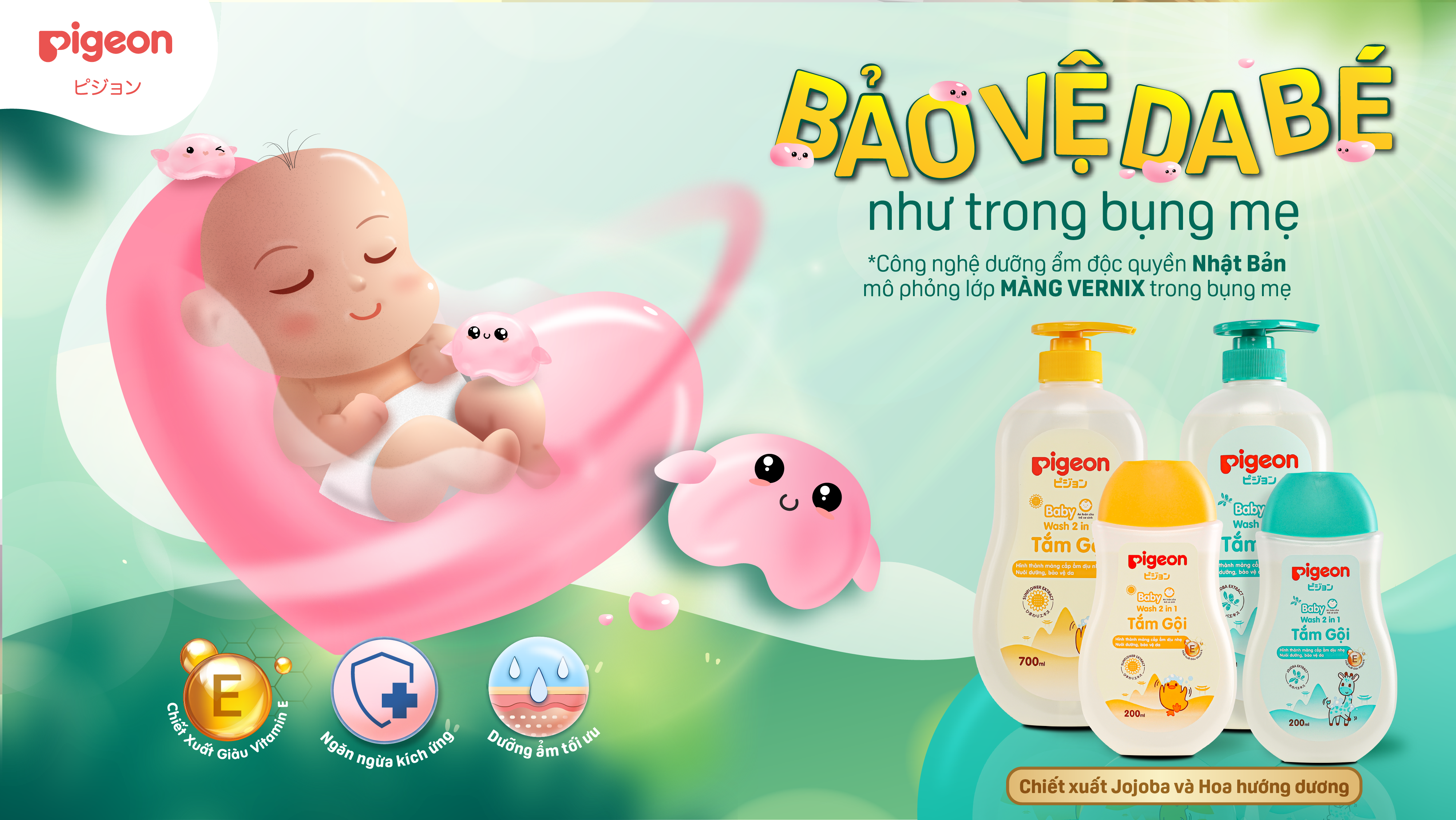 Sữa tắm gội Pigeon - Bảo vệ và chăm sóc toàn diện làn da của bé