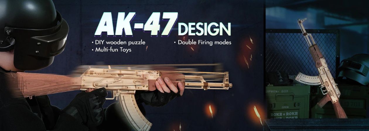 Mô Hình Gỗ 3D Lắp Ráp ROBOTIME ROKR Súng Trường AK-47 LQ901 – WP259