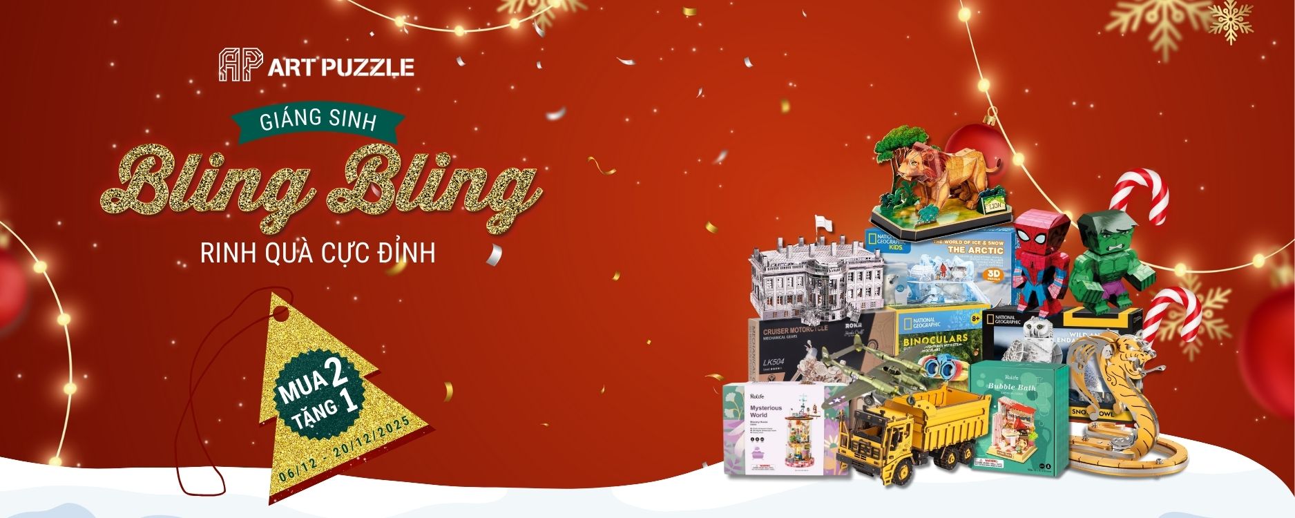 Mua 2 Tặng 1 Mô Hình Lắp Ráp 3D Dịp Giáng Sinh