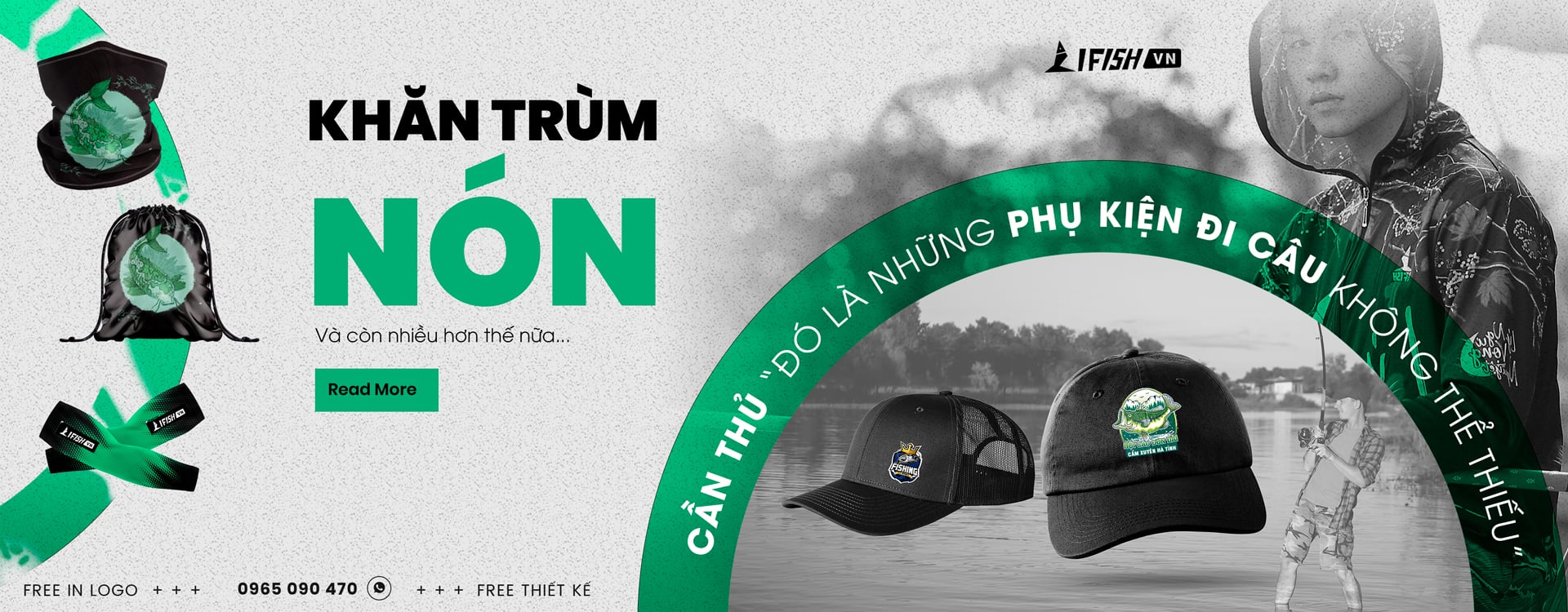 Đặt may nón mũ, ống tay đi câu cá