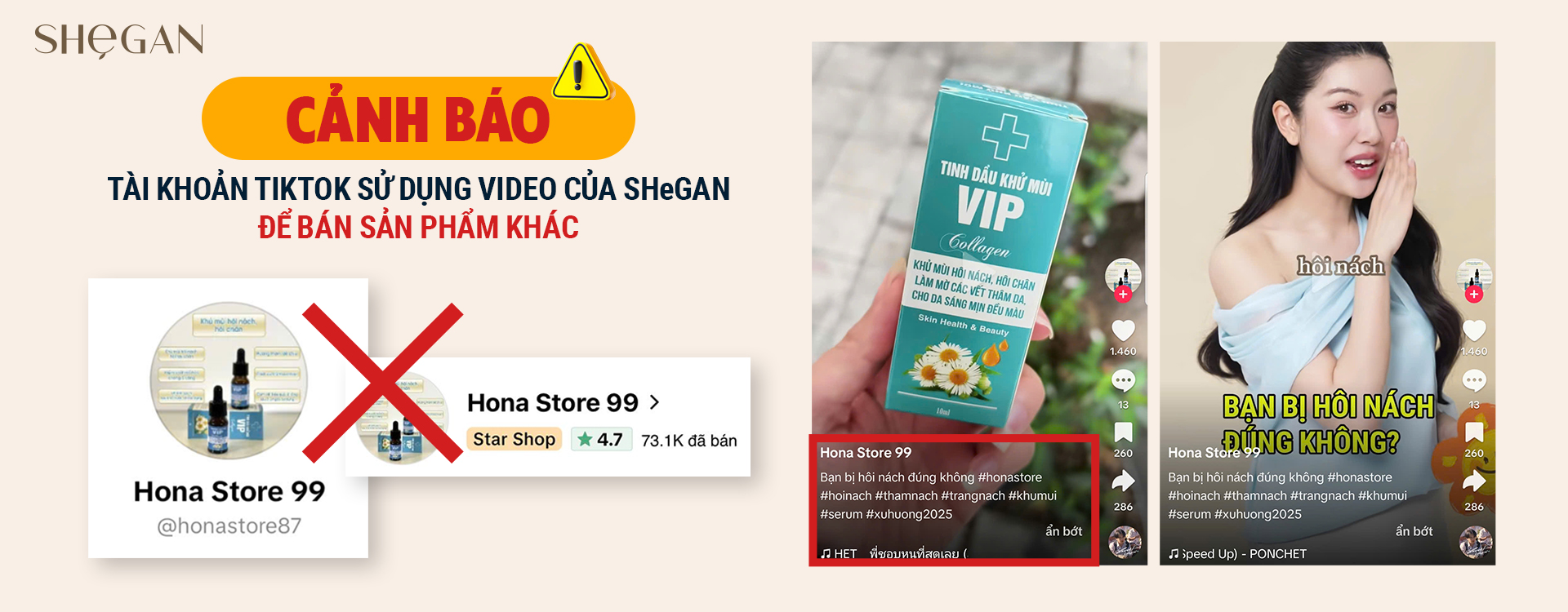 Cảnh Báo Tài Khoản TikTok Sử Dụng Video Của SHeGAN Để Bán Sản Phẩm Khác