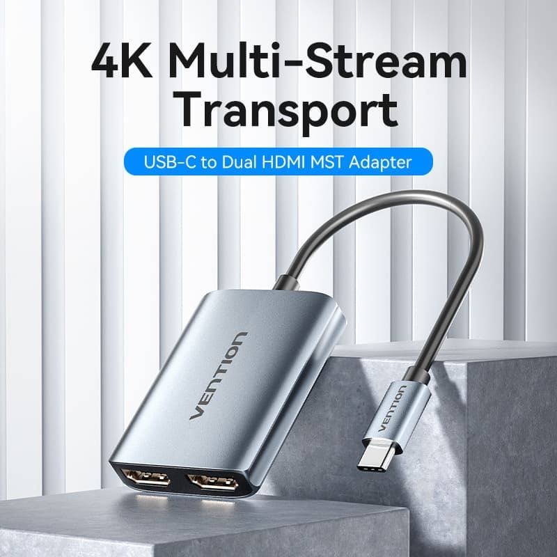 Bộ Chuyển 2 cổng HDMI xuất 2 màn hình độc lập VENTION ACZ (4K@30Hz, Type-C to Dual HDMI, MST, ABC extension Mode)