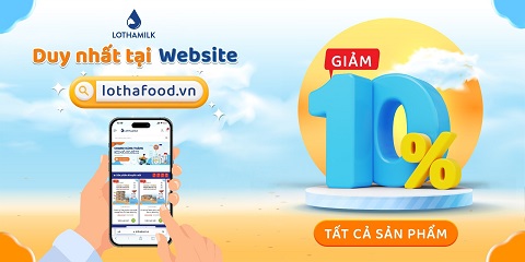 Ưu đãi giảm 10% tất cả các sản phẩm khi đặt hàng trên website Lothamilk