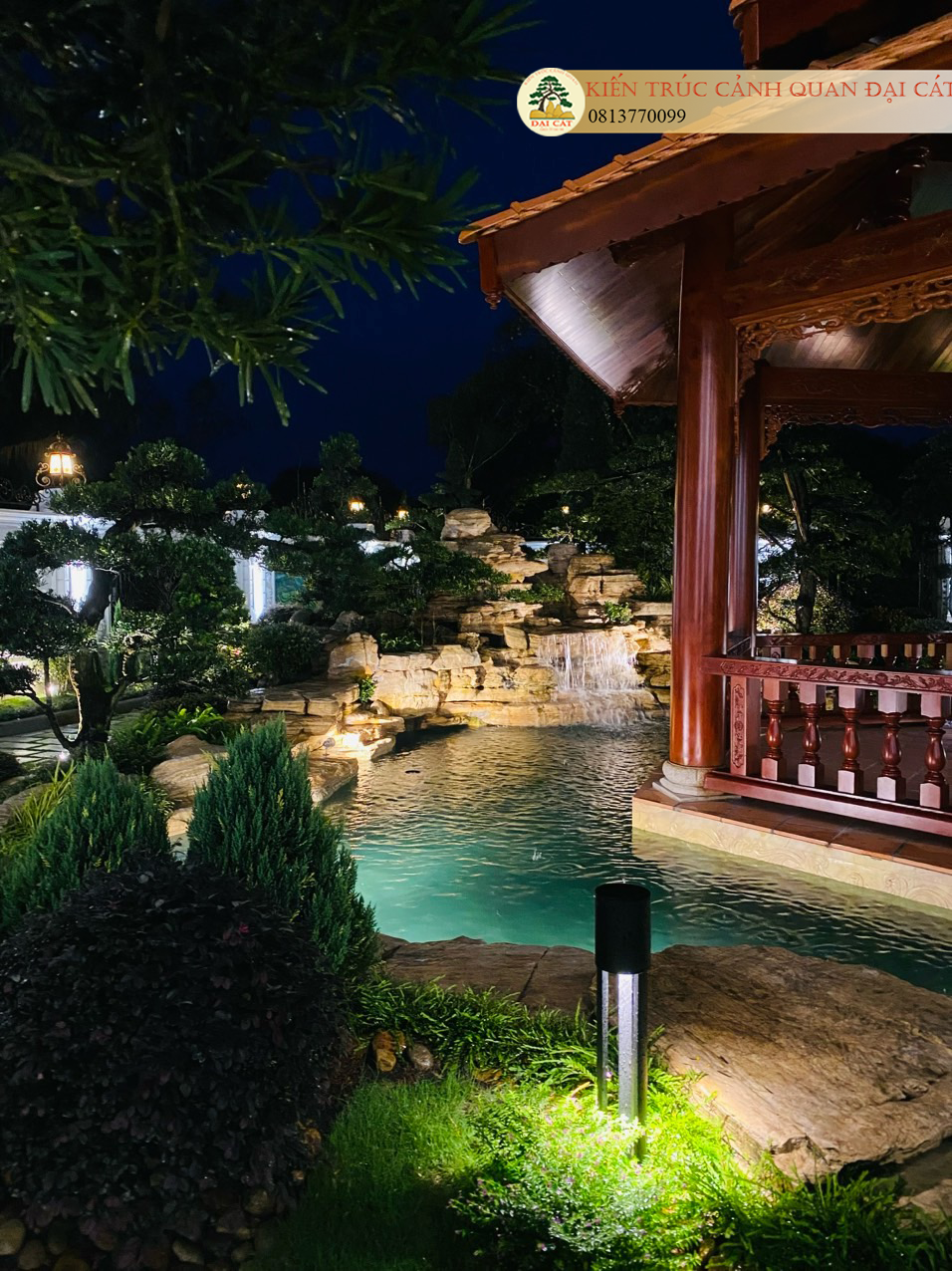 Thi công thác hồ koi