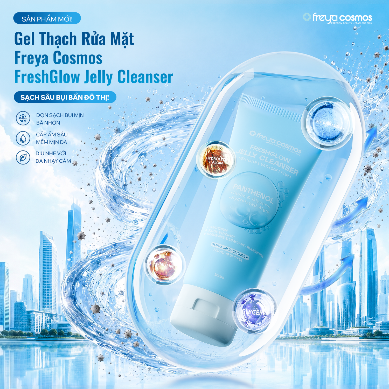 Gel Thạch Rửa Mặt Freya Cosmos FreshGlow Jelly Cleanser