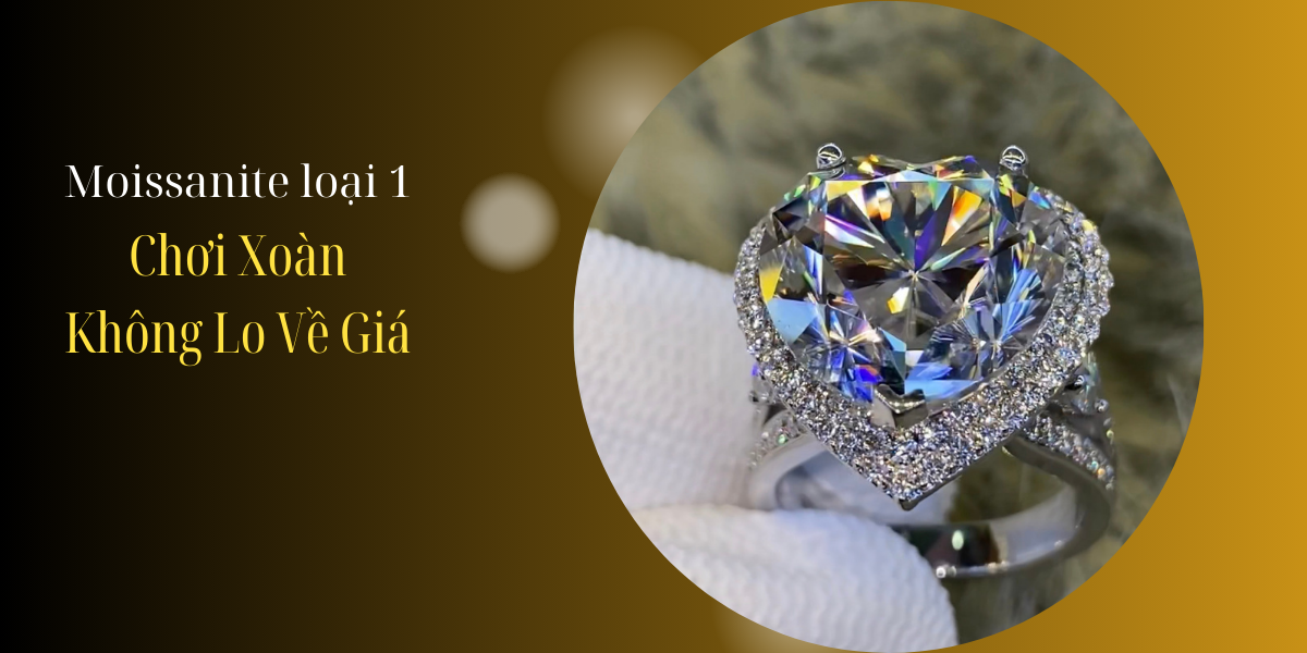 nhẫn trái tim Moissanite