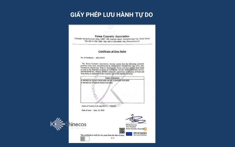 GIẤY PHÉP LƯU HÀNH TỰ DO
