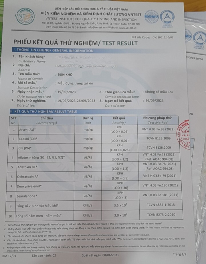 Xét nghiệm không tồn dư kim loại nặng, nấm mốc độc hại