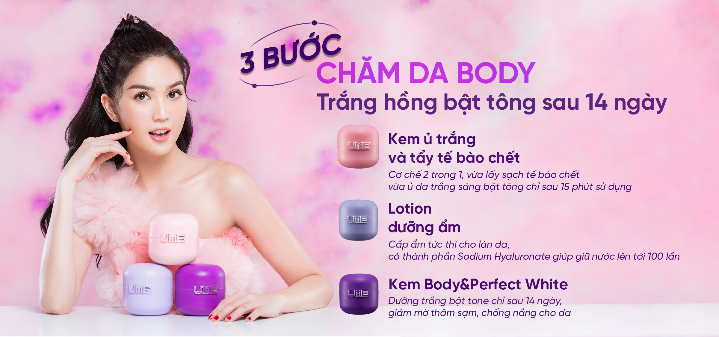 body care, combo dưỡng trắng da, dưỡng trắng body tại nhà, kem body ume, kem body Ngọc Trinh