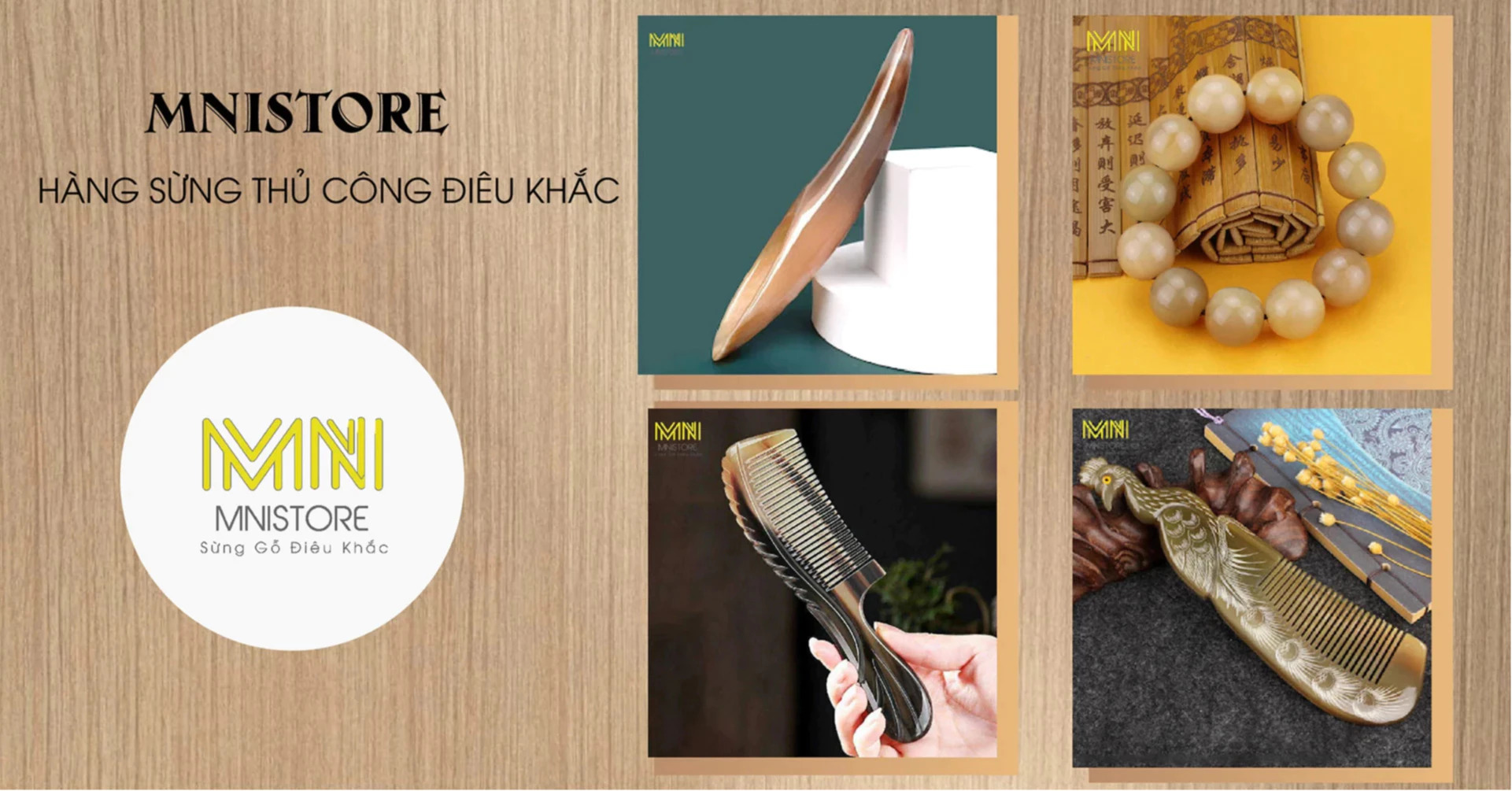 Mnistore hàng thủ công điêu khắc sừng trâu