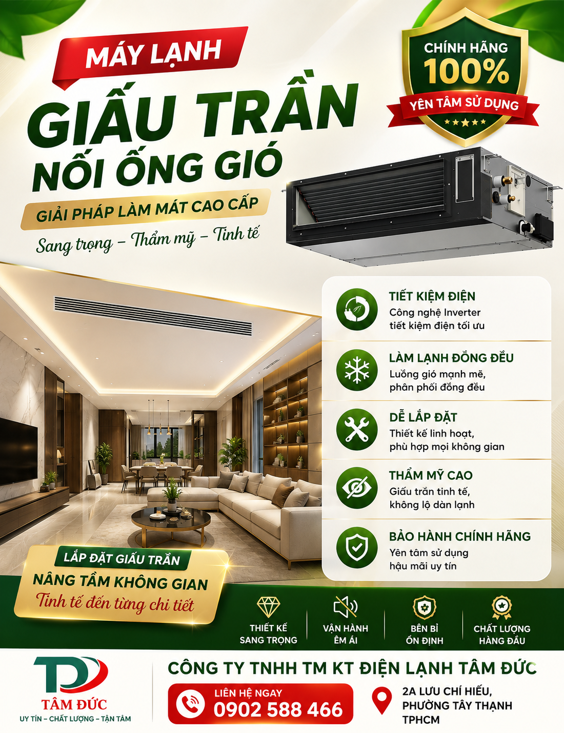 Máy lạnh giấu trần nối ống gió