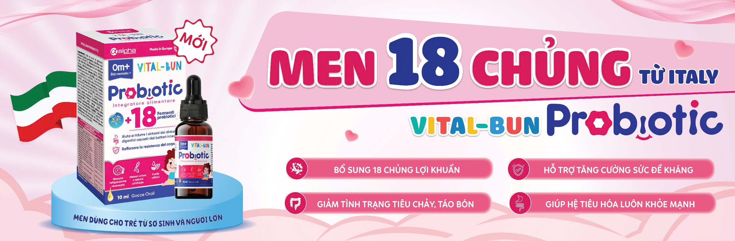 sản phẩm Men 18 chủng Vital-Bun mới