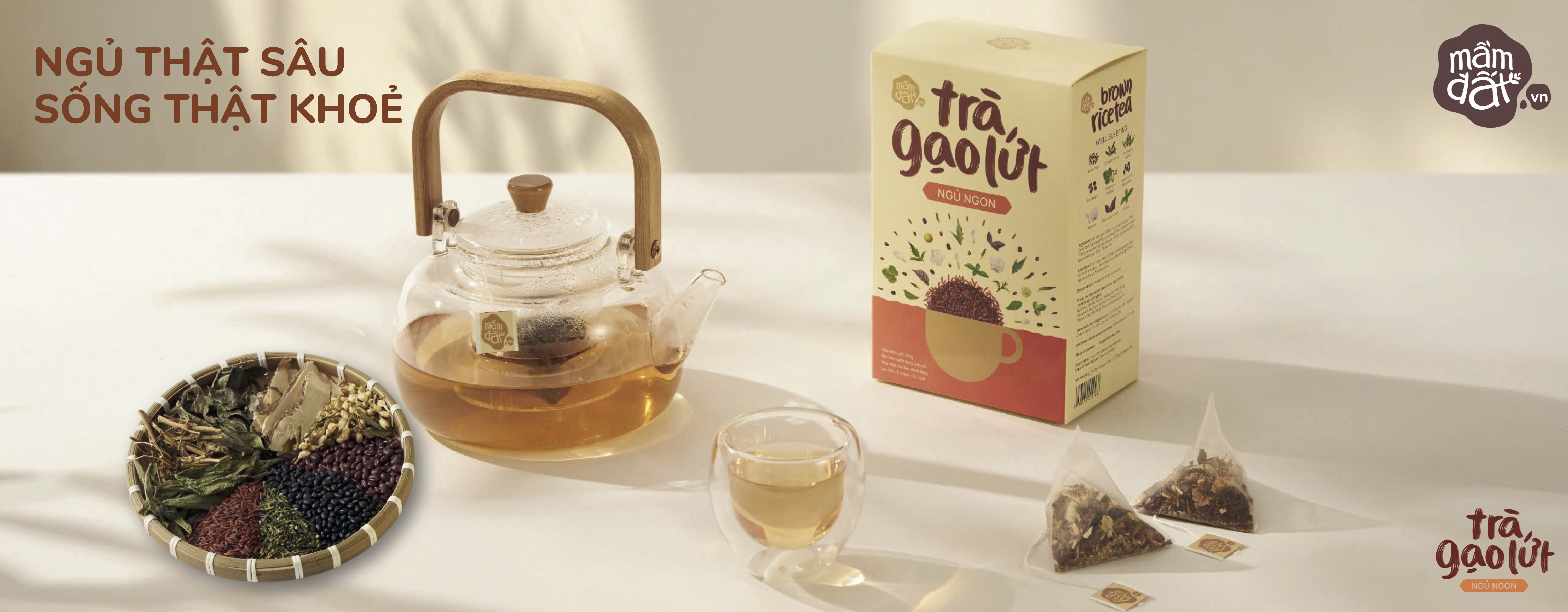 Mầm Đất Trà Gạo Lứt Ngủ Ngon