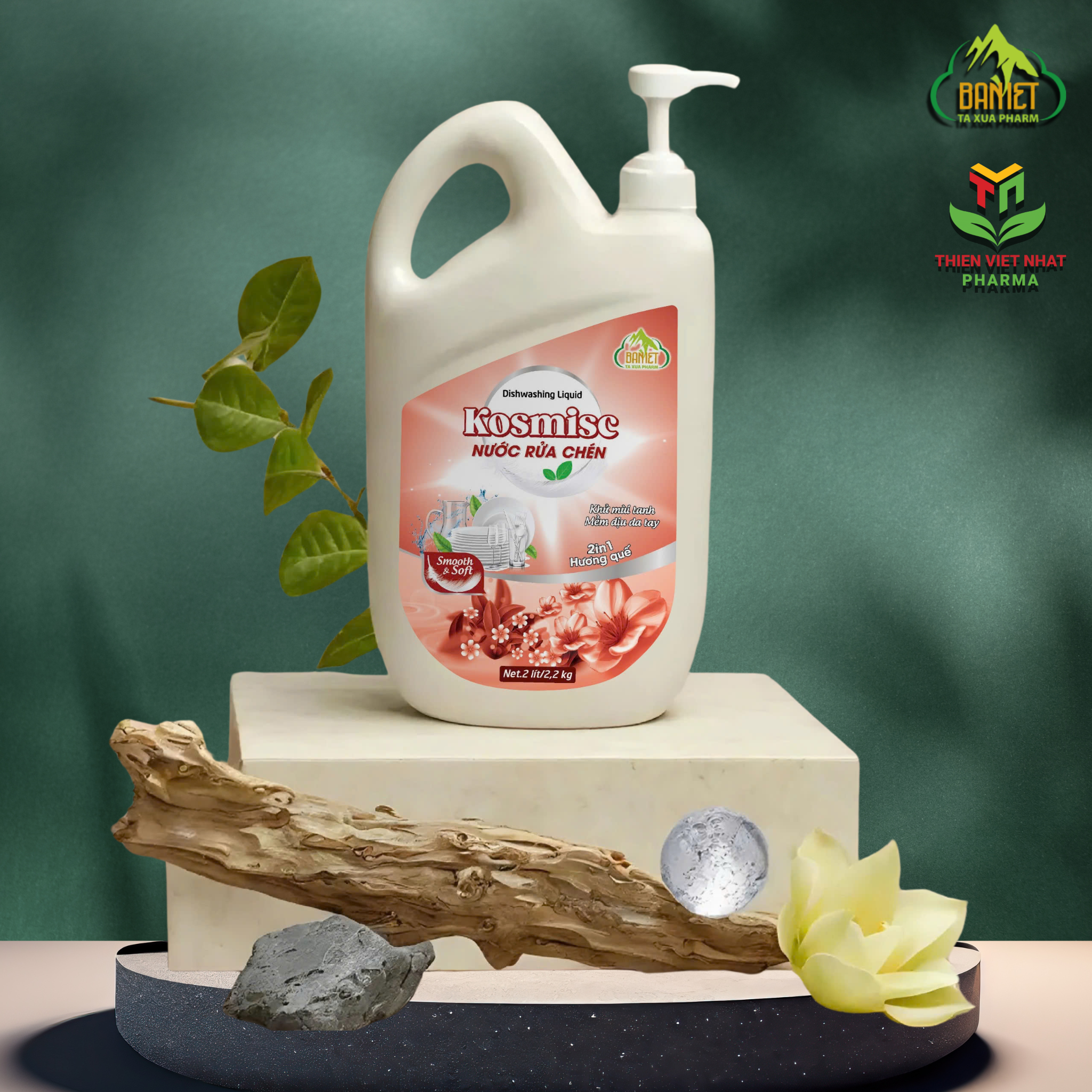 Nước rửa chén Kosmisc hương quế 2,2kg