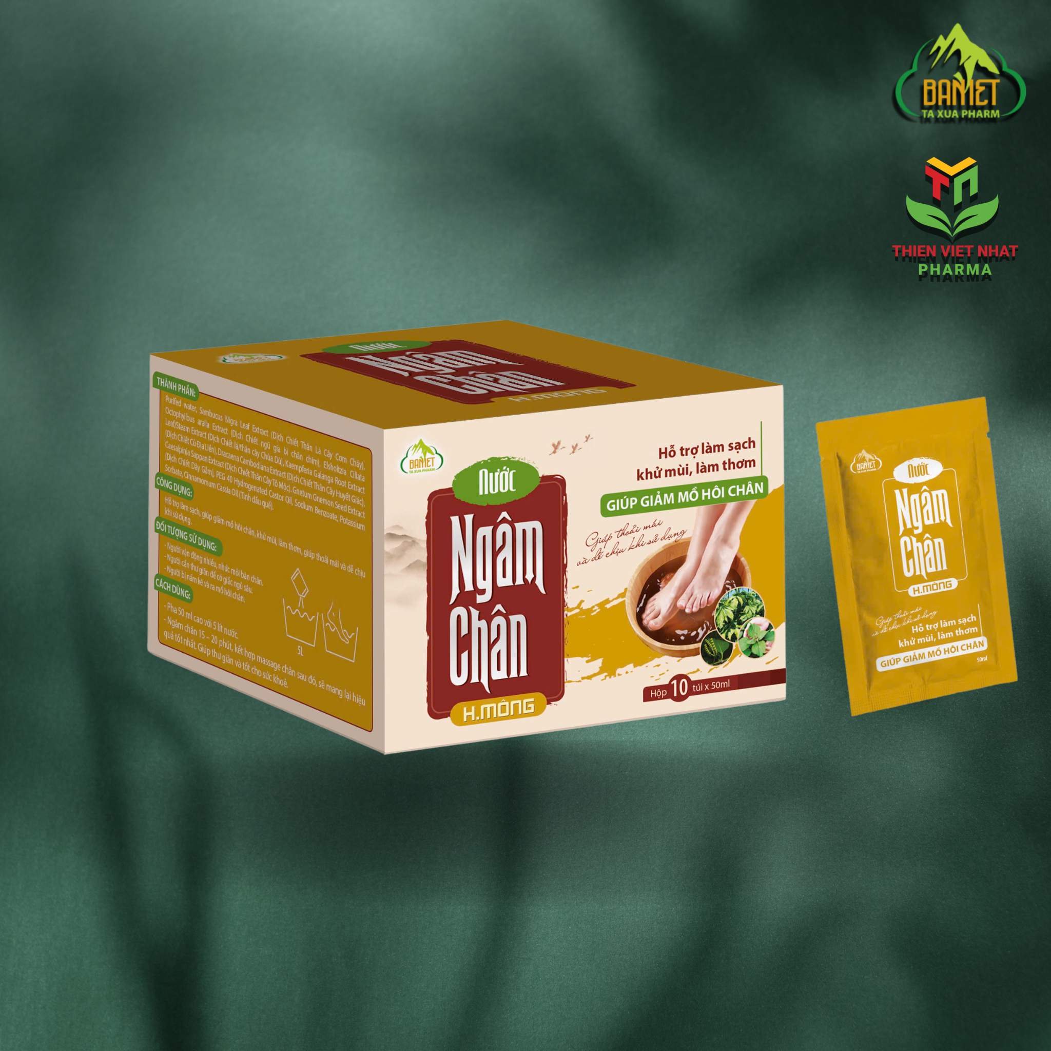 Nước ngâm chân H.Mông hộp 10 túi x 50ml