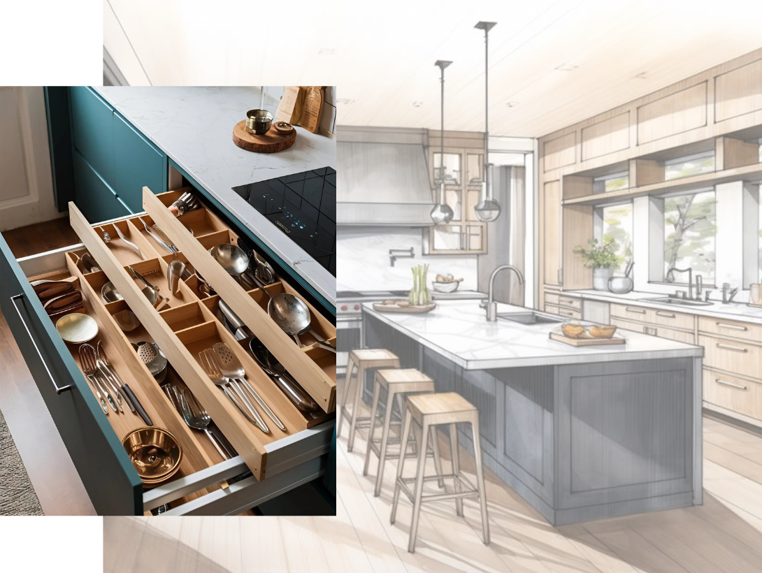 Kitchen Drawer Divider Cabinet Storage