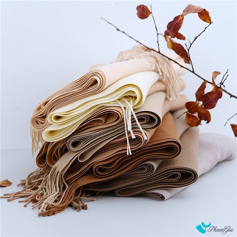 Khăn choàng cashmere đơn sắc