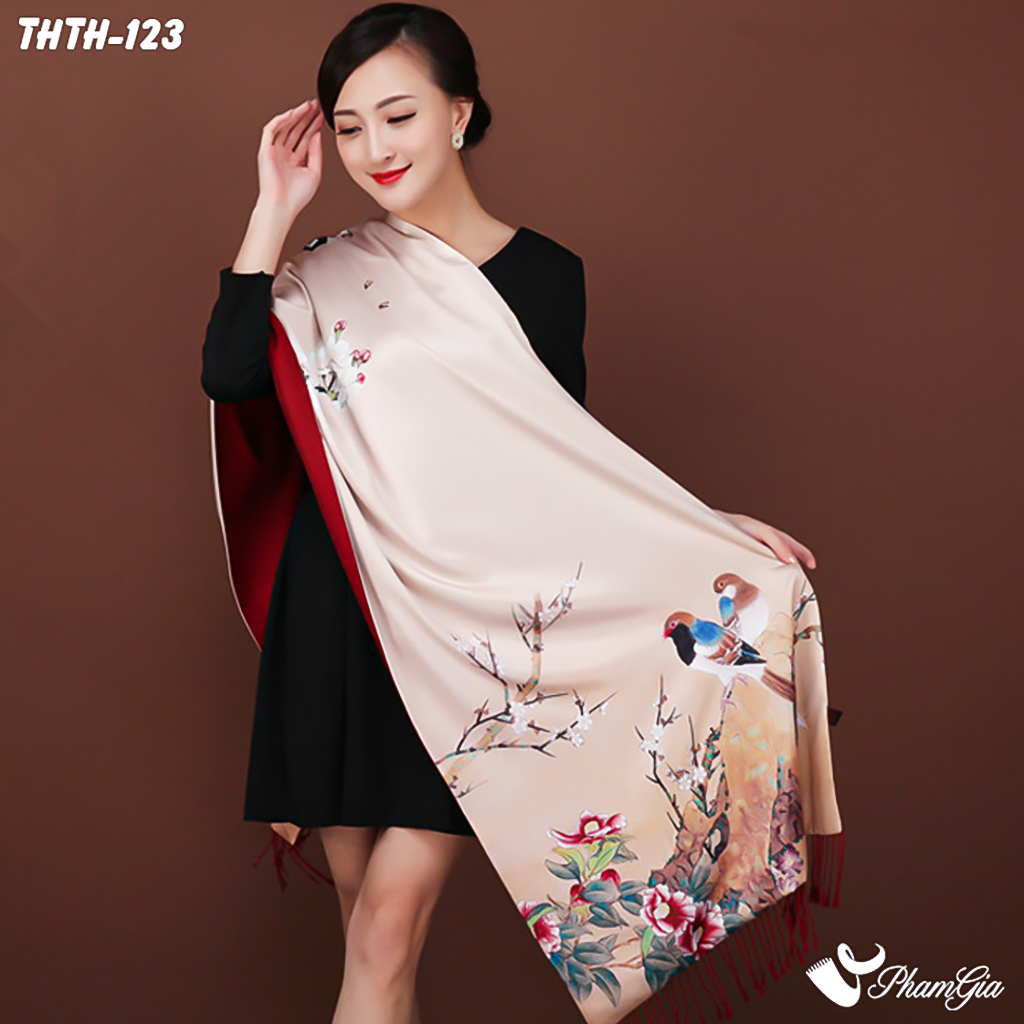 Khăn choàng tằm hoa 2 lớp cao cấp