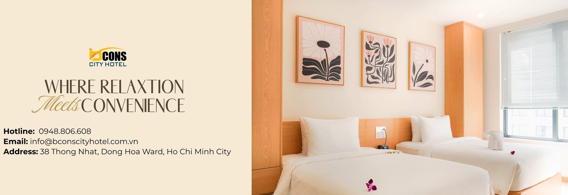 Không gian phòng nghỉ đẳng cấp tại Bcons City Hotel