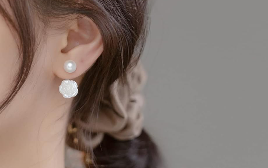 bong tai ngoc trai hoa hong